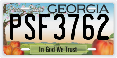 GA license plate PSF3762