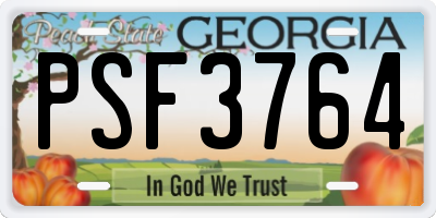 GA license plate PSF3764