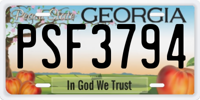 GA license plate PSF3794