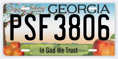 GA license plate PSF3806