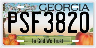 GA license plate PSF3820