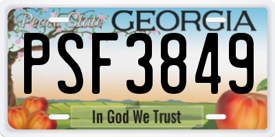 GA license plate PSF3849