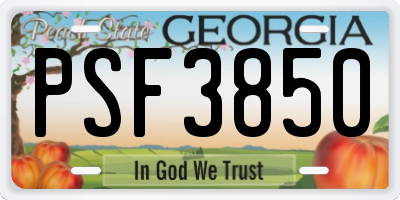 GA license plate PSF3850