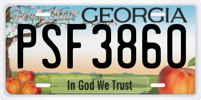 GA license plate PSF3860