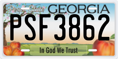 GA license plate PSF3862