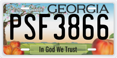 GA license plate PSF3866