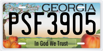 GA license plate PSF3905