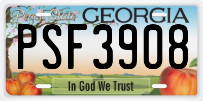GA license plate PSF3908