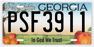 GA license plate PSF3911