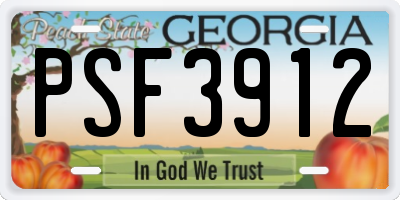 GA license plate PSF3912