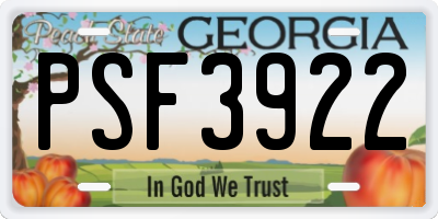 GA license plate PSF3922