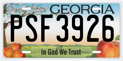 GA license plate PSF3926