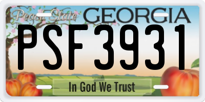 GA license plate PSF3931