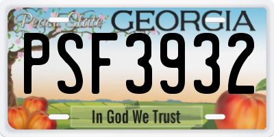 GA license plate PSF3932