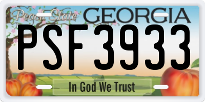 GA license plate PSF3933
