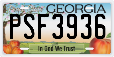 GA license plate PSF3936