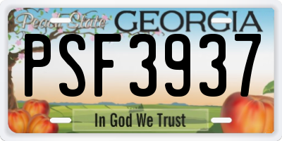 GA license plate PSF3937