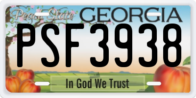 GA license plate PSF3938