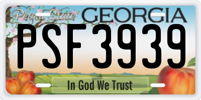 GA license plate PSF3939