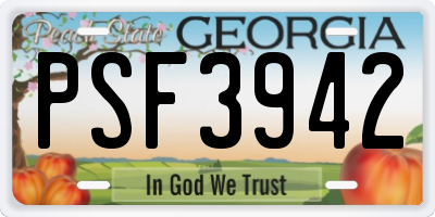 GA license plate PSF3942