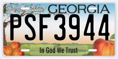 GA license plate PSF3944