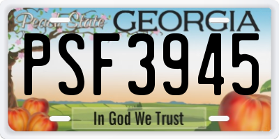 GA license plate PSF3945