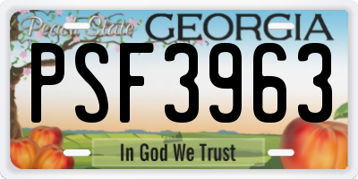 GA license plate PSF3963