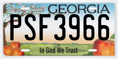 GA license plate PSF3966