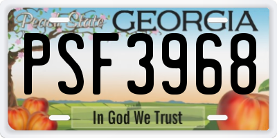 GA license plate PSF3968