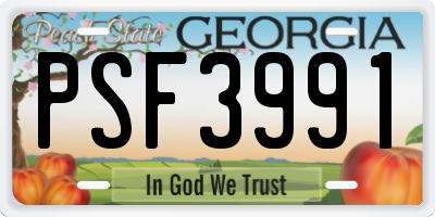 GA license plate PSF3991
