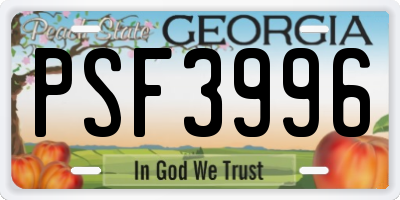 GA license plate PSF3996