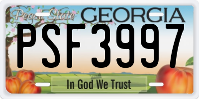 GA license plate PSF3997