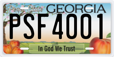 GA license plate PSF4001