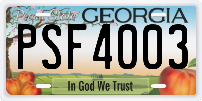 GA license plate PSF4003