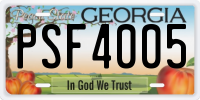 GA license plate PSF4005