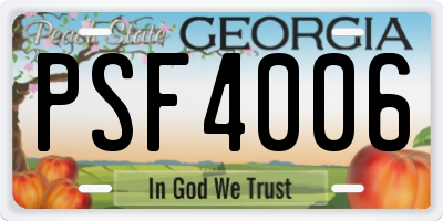 GA license plate PSF4006