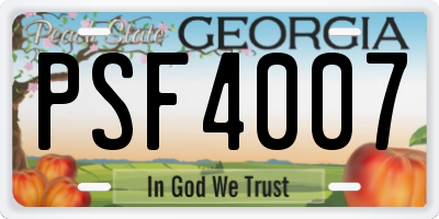 GA license plate PSF4007