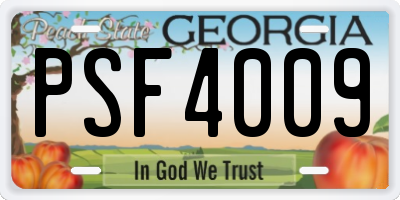 GA license plate PSF4009