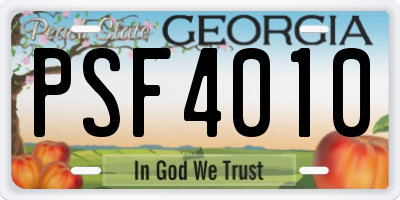 GA license plate PSF4010