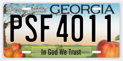 GA license plate PSF4011
