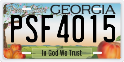 GA license plate PSF4015