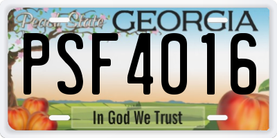 GA license plate PSF4016