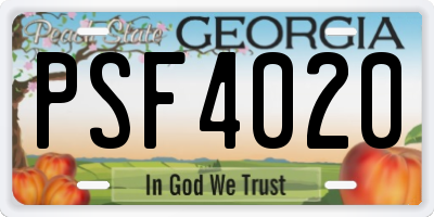 GA license plate PSF4020