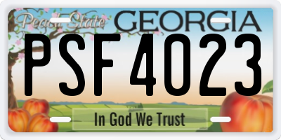 GA license plate PSF4023