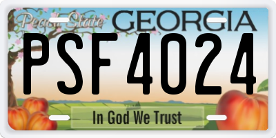 GA license plate PSF4024