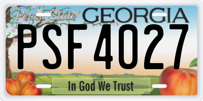 GA license plate PSF4027
