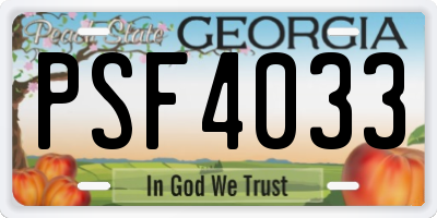 GA license plate PSF4033