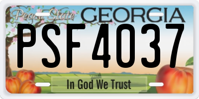GA license plate PSF4037