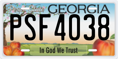 GA license plate PSF4038