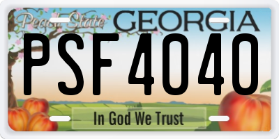 GA license plate PSF4040